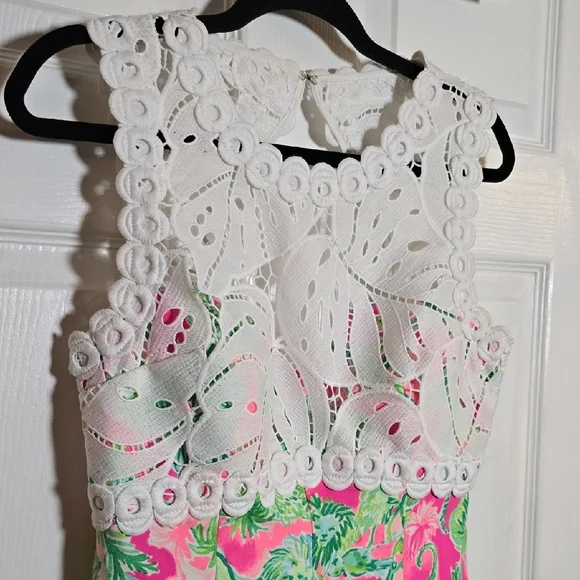 Rare Lilly Pulitzer Sadie Romper White Lace Raz Berry Catty Shack Sz 6 $198 - Picture 5 of 10